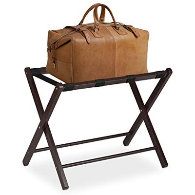 Relaxdays Kofferständer klappbar, Holz Gepäckablage, HBT: 54,5 x 66 x 44 cm, Kofferhocker für Hotel & Zuhause, braun, 10029974_93 Relaxdays Kofferständer klappbar, Holz Gepäckablage, HBT: 54,5 x 66 x 44 cm, Kofferhocker für Hotel & Zuhause, braun, 10029974_93
