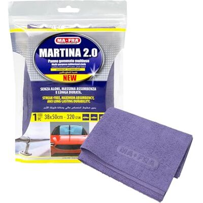 Mafra Martina 2.0 Tuch, 1 Stück Mehrzweck-Gummiertuch, saugfähig, streifenfrei, optimal zum Trocknen und Reinigen empfindlicher Oberflächen, Auto, Glas, Leder, Stahl, Mikrofaser 38×50 cm Mafra Martina 2.0 Tuch, 1 Stück Mehrzweck-Gummiertuch, saugfähig, streifenfrei, optimal zum Trocknen und Reinigen empfindlicher Oberflächen, Auto, Glas, Leder, Stahl, Mikrofaser 38×50 cm
