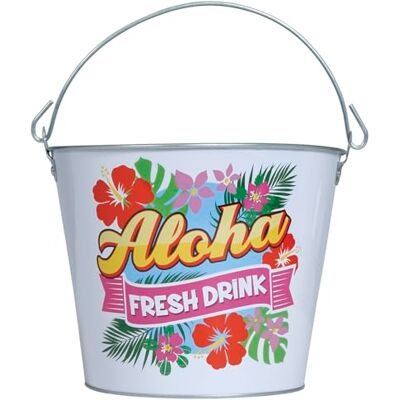 FIESTAS GUIRCA Aloha Metall Eimer Wiederverwendbar (19x23 cm) Tischdekoration für Sommer- und Abschlussfeiern Ideal für Hawaiianische Themen und Feiern Weiß FIESTAS GUIRCA Aloha Metall Eimer Wiederverwendbar (19x23 cm) Tischdekoration für Sommer- und Abschlussfeiern Ideal für Hawaiianische Themen und Feiern Weiß