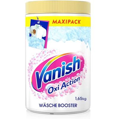 Vanish Oxi Action Powerweiss Pulver – 1 x 1,65 kg – Fleckenentferner und Wäsche-Booster Pulver ohne Chlor – Für weiße Wäsche Vanish Oxi Action Powerweiss Pulver – 1 x 1,65 kg – Fleckenentferner und Wäsche-Booster Pulver ohne Chlor – Für weiße Wäsche
