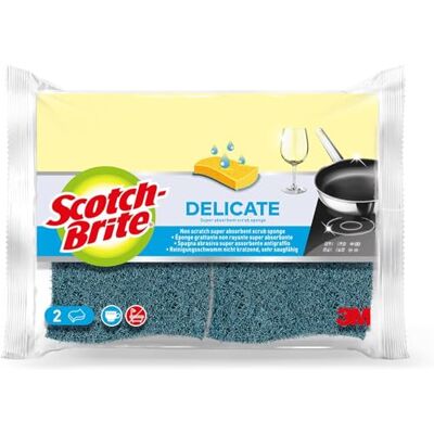Scotch-Brite Delicate, Nicht kratzende Spülschwämme aus Naturfasern, 2 Stück pro Packung – Hochsaugfähig – Für Küche und Haushalt – Schonend zu unbeschichtetem Kochgeschirr und Glas Scotch-Brite Delicate, Nicht kratzende Spülschwämme aus Naturfasern, 2 Stück pro Packung – Hochsaugfähig – Für Küche und Haushalt – Schonend zu unbeschichtetem Kochgeschirr und Glas