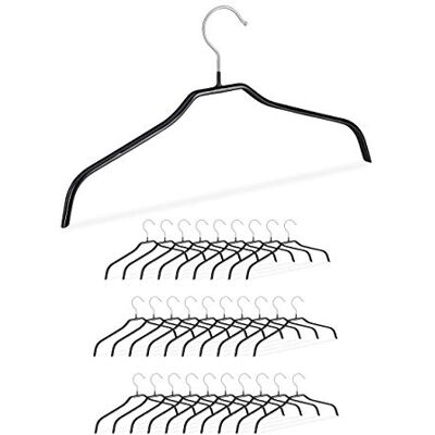 Relaxdays Rutschfeste Kleiderbügel, 30er Set, Hemdenbügel, Blusenbügel mit Gummiummantelung, Metall, 42 cm, schwarz Relaxdays Rutschfeste Kleiderbügel, 30er Set, Hemdenbügel, Blusenbügel mit Gummiummantelung, Metall, 42 cm, schwarz