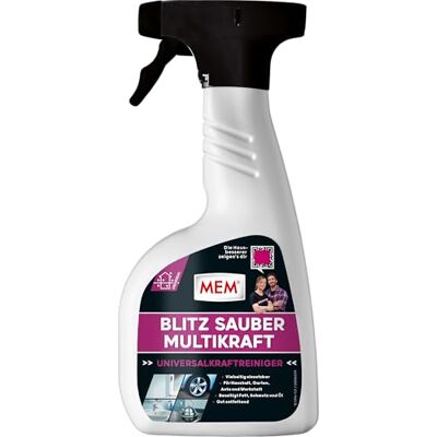 MEM Blitz Sauber Multikraft, Flüssiger Universal-Reiniger gegen hartnäckigen Schmutz, Auf allen Untergründen anwendbar, Entfettend, Gebrauchsfertig, 500 ml, Farblos MEM Blitz Sauber Multikraft, Flüssiger Universal-Reiniger gegen hartnäckigen Schmutz, Auf allen Untergründen anwendbar, Entfettend, Gebrauchsfertig, 500 ml, Farblos