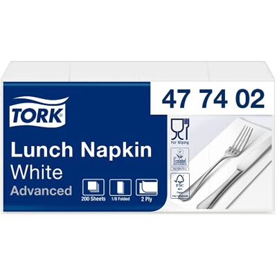 Tork 477844 Lunchservietten Hellblau / 2-lagige Servietten für kleine Gerichte oder Snacks / Advanced Qualität / 10 x 200 (2000) Papierservietten / 32,6 x 33 cm (B x L) / 1/4-Falz Tork 477844 Lunchservietten Hellblau / 2-lagige Servietten für kleine Gerichte oder Snacks / Advanced Qualität / 10 x 200 (2000) Papierservietten / 32,6 x 33 cm (B x L) / 1/4-Falz