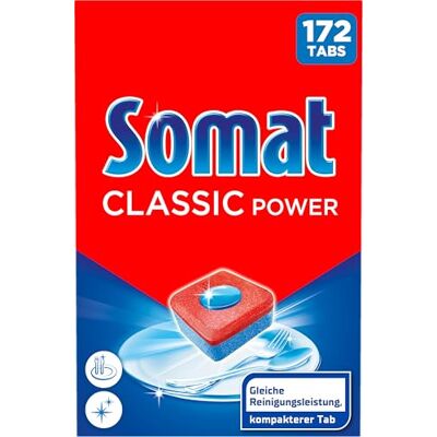 Somat Classic Power kompakte Spülmaschinentabs (172 Tabs), Geschirrspültabs Spülmaschinen Tabs mit Fettlösekraft für kraftvolle Reinigung, Spütabs sogar für die Anwendung bei niedrigen Temperaturen Somat Classic Power kompakte Spülmaschinentabs (172 Tabs), Geschirrspültabs Spülmaschinen Tabs mit Fettlösekraft für kraftvolle Reinigung, Spütabs sogar für die Anwendung bei niedrigen Temperaturen
