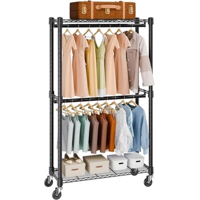 VEVOR Rollbarer Kleiderständer Garderobenständer 1 Kleiderstange, 2-lagig, 136 kg Belastbar Strapazierfähiger Rollbarer Kleiderständer für Schlafzimmer, Wäscheraum, Ankleidezimmer, Eingang usw. VEVOR Rollbarer Kleiderständer Garderobenständer 1 Kleiderstange, 2-lagig, 136 kg Belastbar Strapazierfähiger Rollbarer Kleiderständer für Schlafzimmer, Wäscheraum, Ankleidezimmer, Eingang usw.