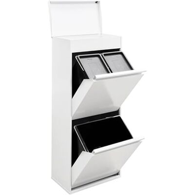 ARREGUI Top CR421-B Mülltrennsystem aus Stahl mit Aufbewahrungsbox mit Deckel 3 Fächer Mülleimer für die Küche 11+11+23 L (45 L) 3 Fach Abfalleimer Herausnehmbare Inneneimer mit Griff weiß ARREGUI Top CR421-B Mülltrennsystem aus Stahl mit Aufbewahrungsbox mit Deckel 3 Fächer Mülleimer für die Küche 11+11+23 L (45 L) 3 Fach Abfalleimer Herausnehmbare Inneneimer mit Griff weiß