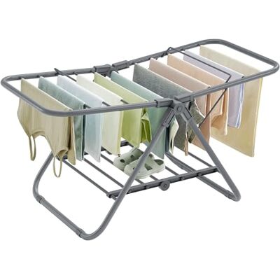 SONGMICS Wäscheständer klein, Faltbare Standtrockner mit 2 Flügeln, platzsparend, Metall, für kleine Kleidungsstücke, Handtücher, Badezimmer, Balkon, 44 x 101 x 54 cm, Taubengrau LLR504G01 SONGMICS Wäscheständer klein, Faltbare Standtrockner mit 2 Flügeln, platzsparend, Metall, für kleine Kleidungsstücke, Handtücher, Badezimmer, Balkon, 44 x 101 x 54 cm, Taubengrau LLR504G01