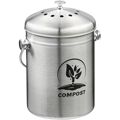 Relaxdays Komposteimer Küche, 5 l, Kleiner Mülleimer, Deckel und Geruchsfilter, Abfalleimer Biomüll, Metall, Silber Relaxdays Komposteimer Küche, 5 l, Kleiner Mülleimer, Deckel und Geruchsfilter, Abfalleimer Biomüll, Metall, Silber