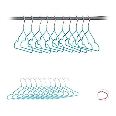 Relaxdays , türkis Kinderkleiderbügel im 20er Set, platzsparende Drahtbügel, Babybügel mit Kerben, PVC-beschichtet, 30 cm, Verchromtes Eisen, H x B x T: ca. 18,7 x 30,4 x 0,4 cm, 10024661_56 Relaxdays , türkis Kinderkleiderbügel im 20er Set, platzsparende Drahtbügel, Babybügel mit Kerben, PVC-beschichtet, 30 cm, Verchromtes Eisen, H x B x T: ca. 18,7 x 30,4 x 0,4 cm, 10024661_56