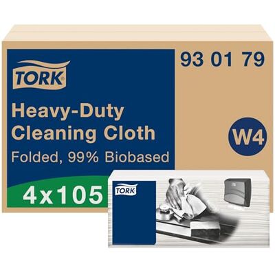 Tork Biobased Heavy-Duty Cleaning Cloth Weiß W4, exelCLEAN® Technology, 4 x 105 Cloths, 930179 Tork Biobased Heavy-Duty Cleaning Cloth Weiß W4, exelCLEAN® Technology, 4 x 105 Cloths, 930179