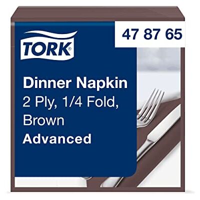 Tork Dinnerservietten Braun, 1/4-Falz, 2‑lagig, 40 cm × 39 cm, 150 Servietten, 478765 Tork Dinnerservietten Braun, 1/4-Falz, 2‑lagig, 40 cm × 39 cm, 150 Servietten, 478765