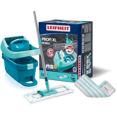 Leifheit Set Wischtuchpresse Profi XL mit Bodenwischer und Rollen inkl. Ersatzbezug Profi Micro Duo aus Mikrofaser, saugfähig und reinigungsstark, Set zum Putzen ohne Bücken mit Click-System Leifheit Set Wischtuchpresse Profi XL mit Bodenwischer und Rollen inkl. Ersatzbezug Profi Micro Duo aus Mikrofaser, saugfähig und reinigungsstark, Set zum Putzen ohne Bücken mit Click-System