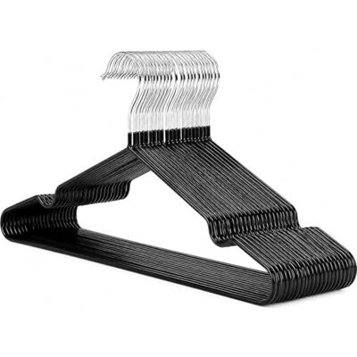 1ABOVE 25 x Premium gummierte Metall-Kleiderbügel – strapazierfähig – platzsparender Organizer Kleiderbügel für Kleiderschränke, Garderobenleisten, dünn und rutschfest, Chrom (schwarz) 1ABOVE 25 x Premium gummierte Metall-Kleiderbügel – strapazierfähig – platzsparender Organizer Kleiderbügel für Kleiderschränke, Garderobenleisten, dünn und rutschfest, Chrom (schwarz)