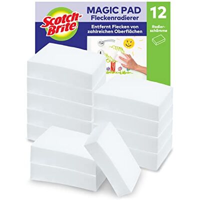 Scotch-Brite Magic Schmutzradierer, Vorteilspackung mit 12 Reinigungsschwämme – entfernt Flecken und Verschmutzungen von Wänden, Schuhen, Waschbecken und mehr ohne Chemikalien Scotch-Brite Magic Schmutzradierer, Vorteilspackung mit 12 Reinigungsschwämme – entfernt Flecken und Verschmutzungen von Wänden, Schuhen, Waschbecken und mehr ohne Chemikalien