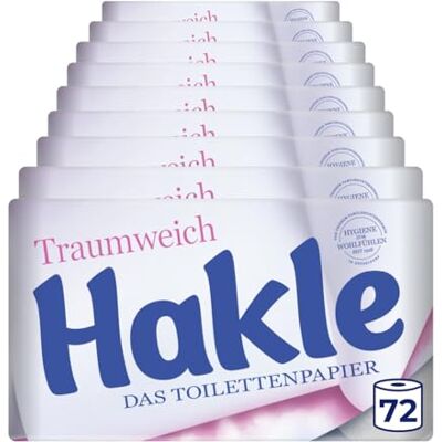 Hakle Traumweich Toilettenpapier – 72 Rollen, 130 4-lagige Blatt pro Rolle, Sanfte Reinigung für Wohlbefinden Hakle Traumweich Toilettenpapier – 72 Rollen, 130 4-lagige Blatt pro Rolle, Sanfte Reinigung für Wohlbefinden