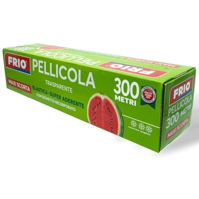 FRIO 1 Rolle Lebensmittelfolie 300 m Superhaftend Professionelles Etui mit Säge Elastisch und selbstdichtend zum Aufbewahren und Wickeln Ideal für Behälter und Metallwannen FRIO 1 Rolle Lebensmittelfolie 300 m Superhaftend Professionelles Etui mit Säge Elastisch und selbstdichtend zum Aufbewahren und Wickeln Ideal für Behälter und Metallwannen