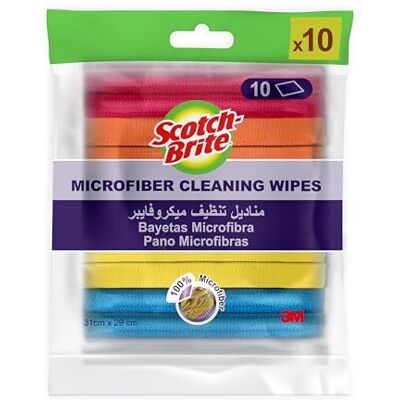 Scotch-Brite Mikrofaser-Reinigungstücher 10 Stück (31 cm x 29 cm) für Küche, Bad und Haushalt, geeignet für die Verwendung auf Antihaft-Kochgeschirr und Glas Scotch-Brite Mikrofaser-Reinigungstücher 10 Stück (31 cm x 29 cm) für Küche, Bad und Haushalt, geeignet für die Verwendung auf Antihaft-Kochgeschirr und Glas