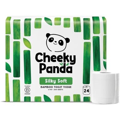 Panda Bambus Toilettenpapier 3-Lagig Großpackung 24 Rollen x 200 Blatt Klopapier Plastikfrei Verpackt Eco WC Papier Panda Bambus Toilettenpapier 3-Lagig Großpackung 24 Rollen x 200 Blatt Klopapier Plastikfrei Verpackt Eco WC Papier