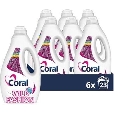 Coral Farbschutz Wild Fashion für bunte Muster Waschmittel Flüssigwaschmittel für saubere Farben und Muster 6x 23 WL Coral Farbschutz Wild Fashion für bunte Muster Waschmittel Flüssigwaschmittel für saubere Farben und Muster 6x 23 WL