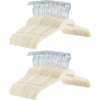 Amazon Basics Kleiderbügel für Hemd/Kleid, mit Samt überzogen, 100er-Pack, Elfenbein Amazon Basics Kleiderbügel für Hemd/Kleid, mit Samt überzogen, 100er-Pack, Elfenbein