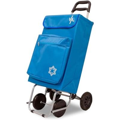 Amig Einkaufstrolley Einkaufstrolley mit 4 Rädern Praktisch mit Außentasche und großer Kapazität 22 x 40 x 106 cm Textil/Metall Blau Amig Einkaufstrolley Einkaufstrolley mit 4 Rädern Praktisch mit Außentasche und großer Kapazität 22 x 40 x 106 cm Textil/Metall Blau