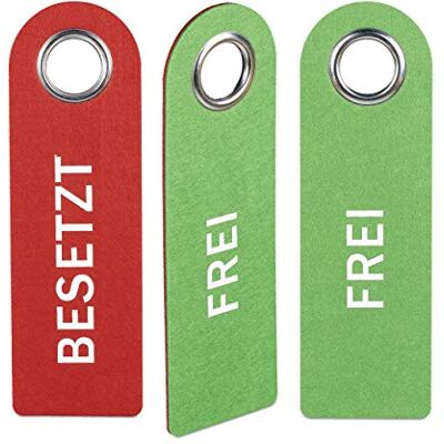 Relaxdays Türschild Besetzt Frei, 3er Set, WC Schild zum Aufhängen, beidseitig, Bad & Büro, Filz Türhänger, rot/grün Relaxdays Türschild Besetzt Frei, 3er Set, WC Schild zum Aufhängen, beidseitig, Bad & Büro, Filz Türhänger, rot/grün