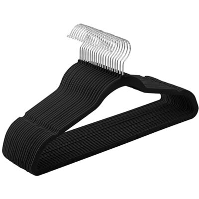 SONGMICS Kleiderbügel Samt, 20er Set, Bügel, Jackenbügel, 41,5 cm breit, Anzugbügel, dünn, gut belastbar, um 360° drehbarer Haken, für Mäntel, Hemden und Anzüge, schwarz CRF026B20 SONGMICS Kleiderbügel Samt, 20er Set, Bügel, Jackenbügel, 41,5 cm breit, Anzugbügel, dünn, gut belastbar, um 360° drehbarer Haken, für Mäntel, Hemden und Anzüge, schwarz CRF026B20