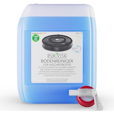Purivita ® Wischroboter Bodenreiniger Reinigungsmittel Konzentrat, 5L Streifenfrei, schnell trocknend und ergiebig, auch für Nasssauger, Saugwischer und Waschsauger Purivita ® Wischroboter Bodenreiniger Reinigungsmittel Konzentrat, 5L Streifenfrei, schnell trocknend und ergiebig, auch für Nasssauger, Saugwischer und Waschsauger
