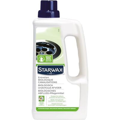 STARWAX Biologische Abfluss-Pflegemittel- Stoppt Gerüche Beugt Verstopfungen vor Ohne Chlorbleiche Ideal für Klärgruben -Wirksam bei allen Verkabelungen -1 l STARWAX Biologische Abfluss-Pflegemittel- Stoppt Gerüche Beugt Verstopfungen vor Ohne Chlorbleiche Ideal für Klärgruben -Wirksam bei allen Verkabelungen -1 l