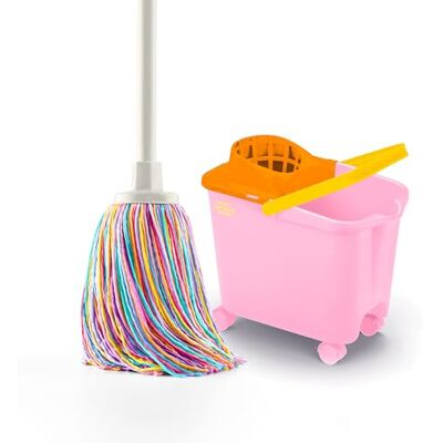 Genius Happy Rainbow – Wischmopp mit 14L Eimer und Drehrollen, Nachhaltiges Reinigung-Set mit recyceltem Mikrofaser, Ideal für Haushalt und Böden, Rosa Genius Happy Rainbow – Wischmopp mit 14L Eimer und Drehrollen, Nachhaltiges Reinigung-Set mit recyceltem Mikrofaser, Ideal für Haushalt und Böden, Rosa