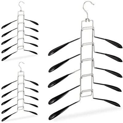 Relaxdays Mehrlagiger Kleiderbügel 3er Set, 5 Bügel pro Aufhängung, Oberbekleidung, platzsparend und rutschfest, schwarz Relaxdays Mehrlagiger Kleiderbügel 3er Set, 5 Bügel pro Aufhängung, Oberbekleidung, platzsparend und rutschfest, schwarz