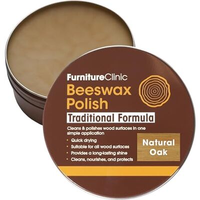 Furniture Clinic Bienenwachspolitur für Holz und Möbel – 200 ml – natürliches Bienenwachs für alle Holzarten und Farben (Natürliche Eiche) Furniture Clinic Bienenwachspolitur für Holz und Möbel – 200 ml – natürliches Bienenwachs für alle Holzarten und Farben (Natürliche Eiche)