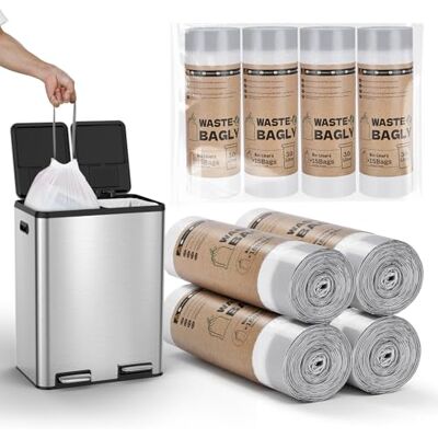 YEAUPE PRO Müllbeutel mit Zugband, Extra dick & strapazierfähig, Passend für 30-Liter-Eimer, Vorgeschnitten, Größe L (53 x 74 cm), Weiß (60 Stück (4er Pack), 30L) YEAUPE PRO Müllbeutel mit Zugband, Extra dick & strapazierfähig, Passend für 30-Liter-Eimer, Vorgeschnitten, Größe L (53 x 74 cm), Weiß (60 Stück (4er Pack), 30L)