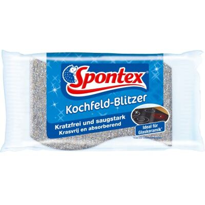 Spontex Kochfeldblitzer, Reinigungsschwamm für Glaskeramik und sensible Oberflächen, ideal für Kochfelder, kratzfrei und saugstark, 1 Stück(1er Pack) Spontex Kochfeldblitzer, Reinigungsschwamm für Glaskeramik und sensible Oberflächen, ideal für Kochfelder, kratzfrei und saugstark, 1 Stück(1er Pack)
