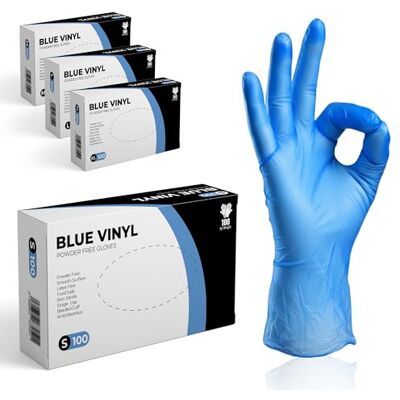 The Real Touch 100 Stück Einweghandschuhe S, Blau Vinylhandschuhe, Puderfrei und Latexfrei Einmalhandschuhe, Vinyl Handschuhe Einweg für Den Umgang Mit Lebensmitteln, Die Reinigung und Den The Real Touch 100 Stück Einweghandschuhe S, Blau Vinylhandschuhe, Puderfrei und Latexfrei Einmalhandschuhe, Vinyl Handschuhe Einweg für Den Umgang Mit Lebensmitteln, Die Reinigung und Den