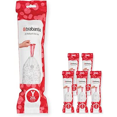 Brabantia Müllbeutel PerfectFit Multipack, Code Y / 20L, Extra Starke Müllsäcke mit Zugband, 6 rollen (120 Müllbeutel) Brabantia Müllbeutel PerfectFit Multipack, Code Y / 20L, Extra Starke Müllsäcke mit Zugband, 6 rollen (120 Müllbeutel)
