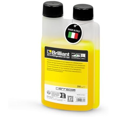 ERRECOM BRILLIANT, Gelbes UV-Kontrastmittel für KFZ-Klimaanlagen mit R12 R134a R1234yf – Hybrid und Elekto-Fahrzeuge ERRECOM BRILLIANT, Gelbes UV-Kontrastmittel für KFZ-Klimaanlagen mit R12 R134a R1234yf – Hybrid und Elekto-Fahrzeuge