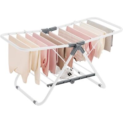 SONGMICS Wäscheständer klein, Faltbare Standtrockner mit 2 Flügeln, platzsparend, Metall, für kleine Kleidungsstücke, Handtücher, Badezimmer, Balkon, 44 x 101 x 54 cm, wolkenweiß LLR504W01 SONGMICS Wäscheständer klein, Faltbare Standtrockner mit 2 Flügeln, platzsparend, Metall, für kleine Kleidungsstücke, Handtücher, Badezimmer, Balkon, 44 x 101 x 54 cm, wolkenweiß LLR504W01