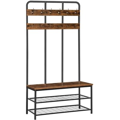 HOOBRO Garderobenständer, Garderobe, Kleiderständer mit 12 Haken, Sitzbank, Schuhregal mit Sitzfläche, 35.5 x 100 x 182 cm, für Flur, Schlafzimmer, Wohnzimmer, Dunkelbraun-Schwarz EBF05MT01 HOOBRO Garderobenständer, Garderobe, Kleiderständer mit 12 Haken, Sitzbank, Schuhregal mit Sitzfläche, 35.5 x 100 x 182 cm, für Flur, Schlafzimmer, Wohnzimmer, Dunkelbraun-Schwarz EBF05MT01