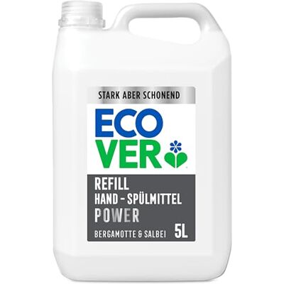 ECOVER Power Hand‑Spülmittel Nachfüllpack, Geschirrspülmittel, stark gegen Fett und hartnäckigen Schmutz, frischer Bergamotte‑ und Salbei‑Duft, 1 × 5 l ECOVER Power Hand‑Spülmittel Nachfüllpack, Geschirrspülmittel, stark gegen Fett und hartnäckigen Schmutz, frischer Bergamotte‑ und Salbei‑Duft, 1 × 5 l
