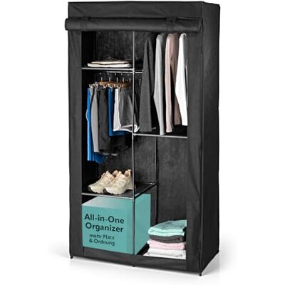 EASYmaxx Kleiderschrank Faltbarer Stoffschrank mit Klettverschluss & Kleiderstange Stoffkleiderschrank – ideal als Campingschrank oder mobiler Kleiderschrank zu Hause Kleiderständer modular EASYmaxx Kleiderschrank Faltbarer Stoffschrank mit Klettverschluss & Kleiderstange Stoffkleiderschrank – ideal als Campingschrank oder mobiler Kleiderschrank zu Hause Kleiderständer modular