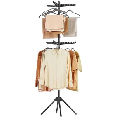 SONGMICS Wäscheständer, Standtrockner, 6 drehbare Arme für Kleiderbügel, 4 Beine, klappbar, für Innenbereich, Edelstahl, für Kleidung und Socken, 191 cm hoch, schwarz LLR514B01 SONGMICS Wäscheständer, Standtrockner, 6 drehbare Arme für Kleiderbügel, 4 Beine, klappbar, für Innenbereich, Edelstahl, für Kleidung und Socken, 191 cm hoch, schwarz LLR514B01