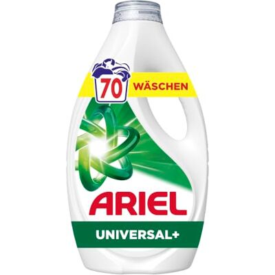 Ariel Flüssigwaschmittel Universal+, 70 Wäschen Mit Fleck-Weg-Power beim 1. Waschen und zuverlässiger Reinigung auch in kaltem Wasser. Ariel Flüssigwaschmittel Universal+, 70 Wäschen Mit Fleck-Weg-Power beim 1. Waschen und zuverlässiger Reinigung auch in kaltem Wasser.