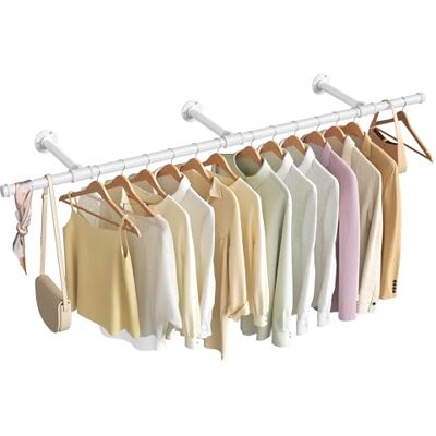 SONGMICS Kleiderstange für die Wand, Kleiderständer Wandmontage, Industrie-Design, platzsparend, 30 x 170 x 7 cm, 68 kg Belastbarkeit, einfache Montage, wolkenweiß HSR104W01 SONGMICS Kleiderstange für die Wand, Kleiderständer Wandmontage, Industrie-Design, platzsparend, 30 x 170 x 7 cm, 68 kg Belastbarkeit, einfache Montage, wolkenweiß HSR104W01