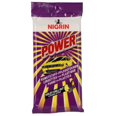 NIGRIN Power Kunstststoff-Pflegetücher, für alle Kunststoff- und Vinyloberflächen im Fahreuginnenraum, mit Lavendel-Citrus-Duft, farbauffrischend, antistatisch, weiß, 20 Stück NIGRIN Power Kunstststoff-Pflegetücher, für alle Kunststoff- und Vinyloberflächen im Fahreuginnenraum, mit Lavendel-Citrus-Duft, farbauffrischend, antistatisch, weiß, 20 Stück