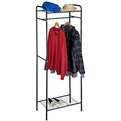 Relaxdays Kleiderständer mit Ablage SANDRA, Metall, Garderobenständer, mit Kleiderstange, Schuhablage auch für Stiefel, schwarz Relaxdays Kleiderständer mit Ablage SANDRA, Metall, Garderobenständer, mit Kleiderstange, Schuhablage auch für Stiefel, schwarz