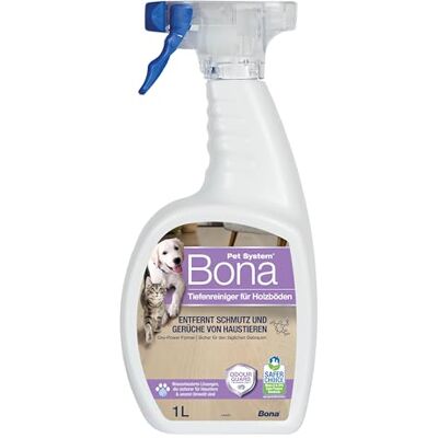 Bona Parkettreiniger & Bodenreiniger für Haustiere, Fleckenentferner und Geruchsentferner, Tiefenreiniger und Parkettpflege für lackierte, gewachste & geölte Holzböden, 1 L Bona Parkettreiniger & Bodenreiniger für Haustiere, Fleckenentferner und Geruchsentferner, Tiefenreiniger und Parkettpflege für lackierte, gewachste & geölte Holzböden, 1 L