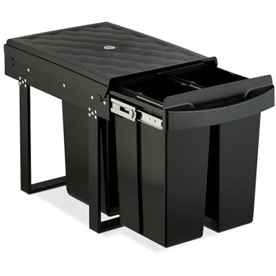 Relaxdays Einbaumülleimer, 3 Fächer, 20l, 2x 10l, HBT: 41,3 x 34 x 51,8 cm, ausziehbar, Müllsystem Unterschrank, schwarz Relaxdays Einbaumülleimer, 3 Fächer, 20l, 2x 10l, HBT: 41,3 x 34 x 51,8 cm, ausziehbar, Müllsystem Unterschrank, schwarz