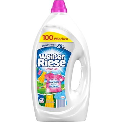 Weißer Riese Color Gel (100 Waschladungen), riesig ergiebiges Color Waschmittel mit riesiger Waschkraft ab 20 °C sorgt für strahlend saubere Wäsche, 100% recycelbar Weißer Riese Color Gel (100 Waschladungen), riesig ergiebiges Color Waschmittel mit riesiger Waschkraft ab 20 °C sorgt für strahlend saubere Wäsche, 100% recycelbar